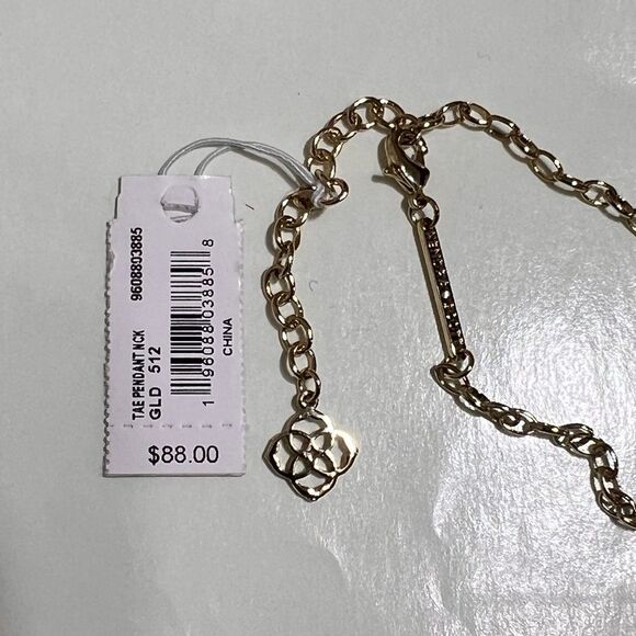 Kendra Scott Tae Long Pendant Necklace In Bronze Veined Turquoise Magnesite New - Picture 8 of 9